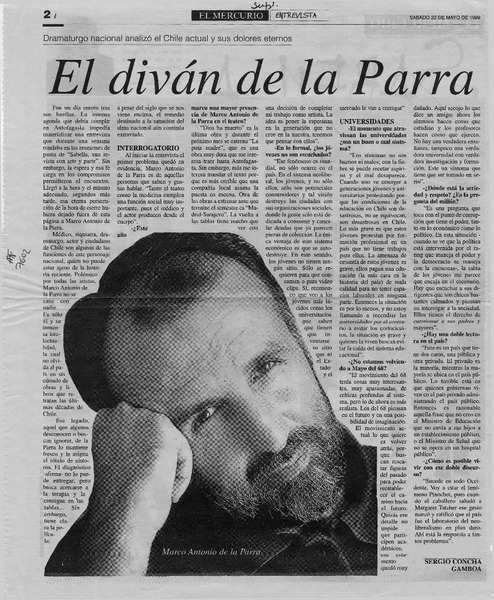 El diván de la Parra  [artículo] Sergio Concha Gamboa.