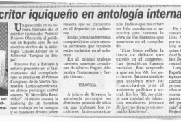 Obra de escritor iquiqueño en antología internacional  [artículo].
