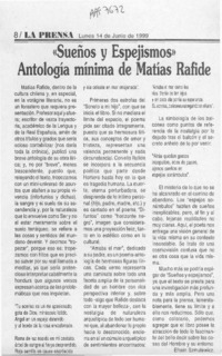 "Sueños y espejismos" antología mínima de Matías Rafide  [artículo] Efraín Szmulewicz.