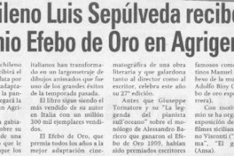 Chileno Luis Sepúlveda recibe Premio Efebo de Oro en Agrigento  [artículo].