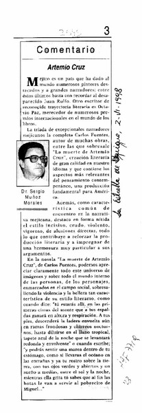 Artemio Cruz  [artículo] Sergio Muñoz Morales.