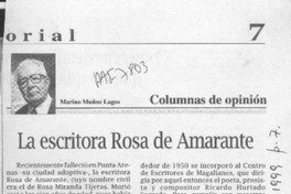 La escritora Rosa de Amarante  [artículo] Marino Muñoz Lagos.