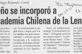 Porteño se incorporó a la Academia Chilena de la Lengua  [artículo].