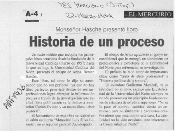 Historia de un proceso  [artículo].