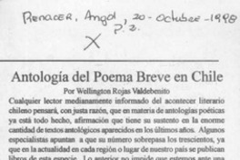 Antología del poema breve en Chile  [artículo] Wellington Rojas Valdebenito.