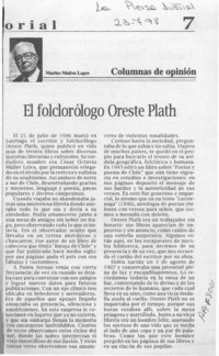 El folclorólogo Oreste Plath