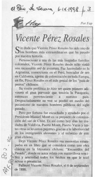 Vicente Pérez Rosales  [artículo] Fap.
