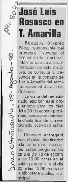 José Luis Rosasco en T. Amarilla  [artículo].