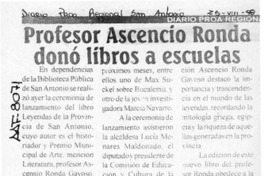 Profesor Ascencio Ronda donó libros a escuelas  [artículo].