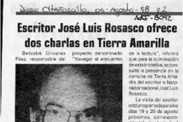 Escritor José Luis Rosasco ofrece dos charlas en Tierra Amarilla  [artículo].