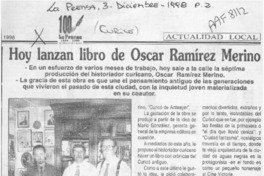 Hoy lanzan libro de Oscar Ramírez Merino  [artículo].