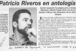 Patricio Riveros en antología  [artículo].
