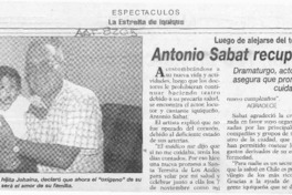 Antonio Sabat recupera fuerzas