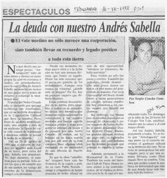 La deuda con nuestro Andrés Sabella