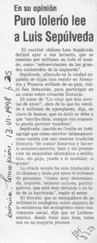 Puro lolerío lee a Luis Sepúlveda  [artículo].