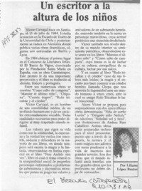Un escritor a la altura de los niños  [artículo] Liliana López Bustos.