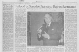Falleció ex Senador Francisco Bulnes Sanfuentes