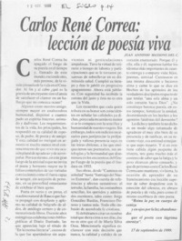 Carlos René Correa, lección de poesía viva  [artículo] Juan Antonio Massone.