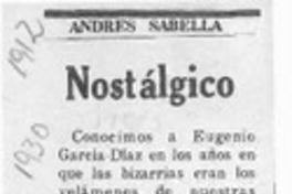 Nostálgico  [artículo] Andrés Sabella.