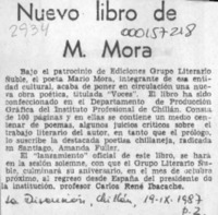 Nuevo libro de M. Mora  [artículo].