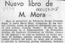 Nuevo libro de M. Mora  [artículo].