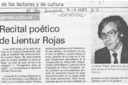 Recital poético de Lientur Rojas  [artículo].