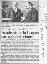 Academia de la Lengua entregó distinciones  [artículo].