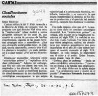 Clasificaciones sociales  [artículo] Francisco Fernando Irarrázabal O.