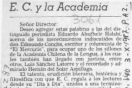 E. C. y la Academia  [artículo] Carlos Fortín Gajardo.