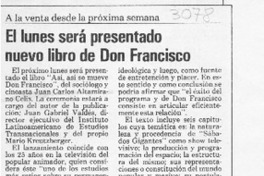El lunes será presentado nuevo libro de Don Francisco  [artículo].