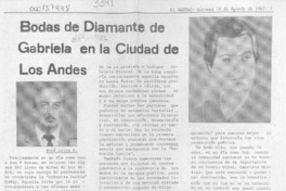 Bodas de diamante de Gabriela en la ciudad de Los Andes  [artículo] René Leiva B.