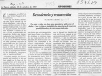 Decadencia y renovación  [artículo] Eugenio Tironi.