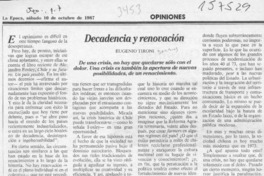 Decadencia y renovación  [artículo] Eugenio Tironi.