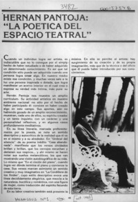 Hernán Pantoja, "La poética del espacio teatral"  [artículo] Domingo de la Barra.