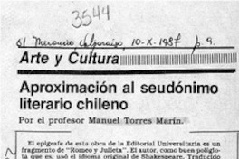 Aproximación al seudónimo literario chileno  [artículo] Isabel Barrientos Díaz.