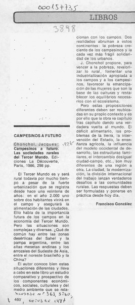 Campesinos a futuro  [artículo] Francisco González.