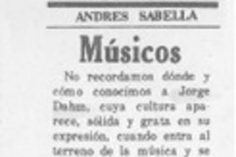 Músicos  [artículo] Andrés Sabella.