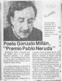 Poeta Gonzalo Millán, "Premio Pablo Neruda"  [artículo].