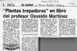 "Plantas trepadoras" en libro del profesor Osvaldo Martínez  [artículo].