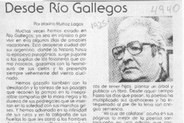Desde Río Gallegos  [artículo] Marino Muñoz Lagos.