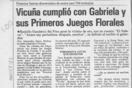 Vicuña cumplió con Gabriela y sus primeros juegos florales  [artículo] Alejandro Darío Molina.
