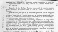 "Recuerdos de un diplomático, el honor de representar a Chile 1957-1965, volumen II"  [artículo] C. S.