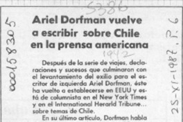 Ariel Dorfman vuelve a escribir sobre Chile en la prensa americana  [artículo].