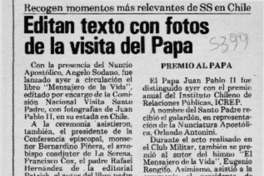 Editan texto con fotos de la visita del Papa  [artículo].
