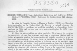 "Las relaciones exteriores del gobierno militar chileno"  [artículo] C. S.