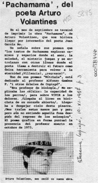 "Pachamama", del poeta Arturo Volantines  [artículo].