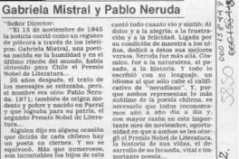 Gabriela Mistral y Pablo Neruda  [artículo] Juan Meza Sepúlveda.