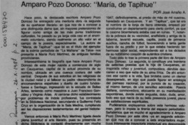 Amparo Pozo Donoso, "María, de Tapihue"  [artículo] José Arraño Acevedo.