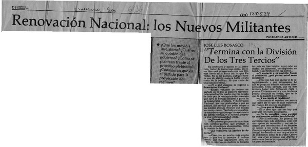 Renovación Nacional, los nuevos militantes  [artículo] Blanca Arthur.