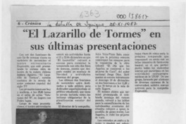 "El Lazarillo de Tormes" en sus últimas presentaciones  [artículo].